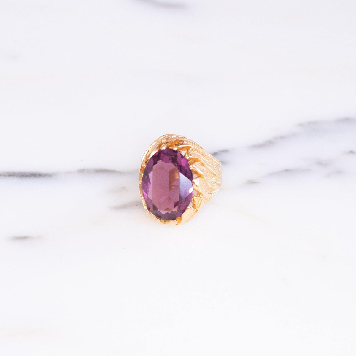 Vintage 1960s Amethyst Crystal Cocktail Statement Ring