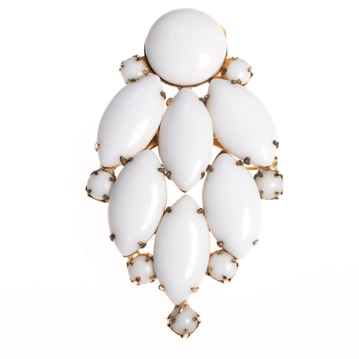 Vintage White Milk Glass Brooch