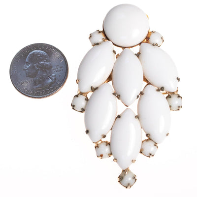 Vintage White Milk Glass Brooch by 1950s - Vintage Meet Modern Vintage Jewelry - Chicago, Illinois - #oldhollywoodglamour #vintagemeetmodern #designervintage #jewelrybox #antiquejewelry #vintagejewelry