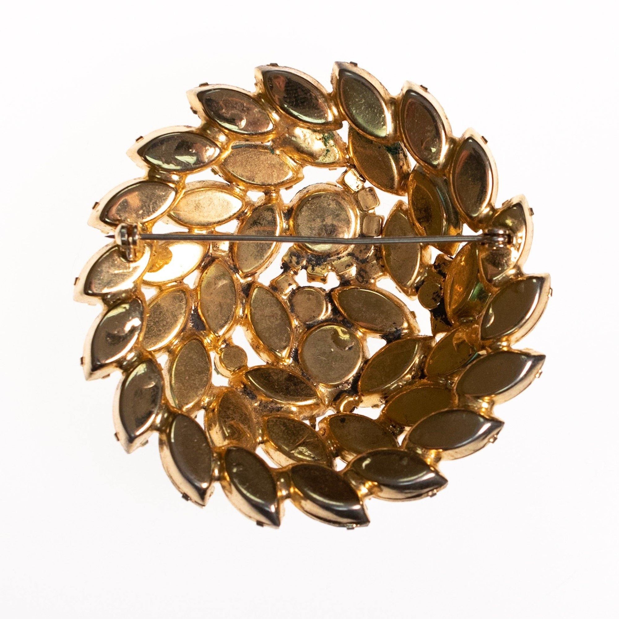 Vintage Juliana Huge Blue Green Rhinestone Medallion Brooch by Juliana - Vintage Meet Modern Vintage Jewelry - Chicago, Illinois - #oldhollywoodglamour #vintagemeetmodern #designervintage #jewelrybox #antiquejewelry #vintagejewelry