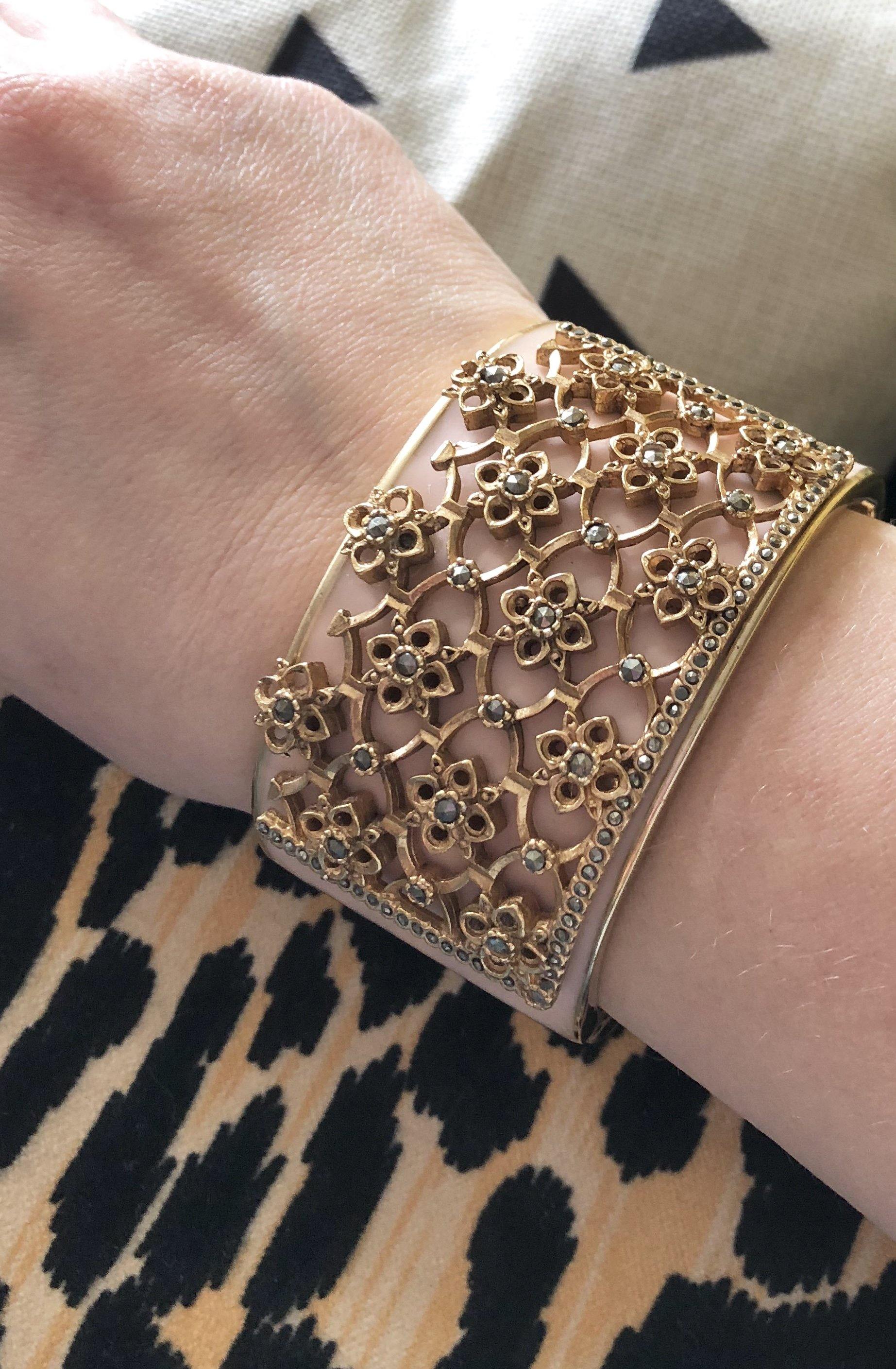 Ciner Secret Garden Cuff Bracelet in Blush by Ciner - Vintage Meet Modern Vintage Jewelry - Chicago, Illinois - #oldhollywoodglamour #vintagemeetmodern #designervintage #jewelrybox #antiquejewelry #vintagejewelry
