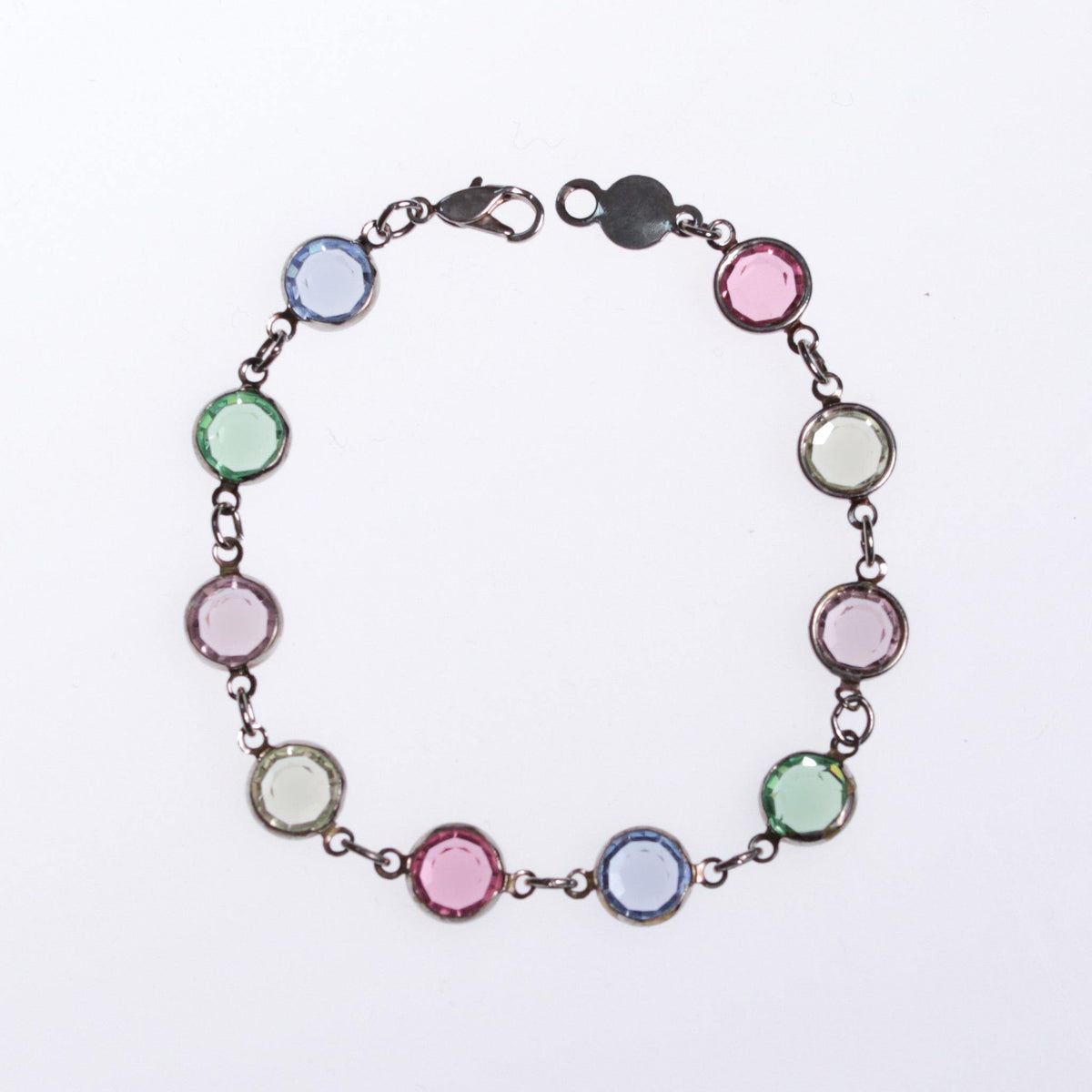 1980s Pastel Bezel Set Crystal Bracelet Made in Austria