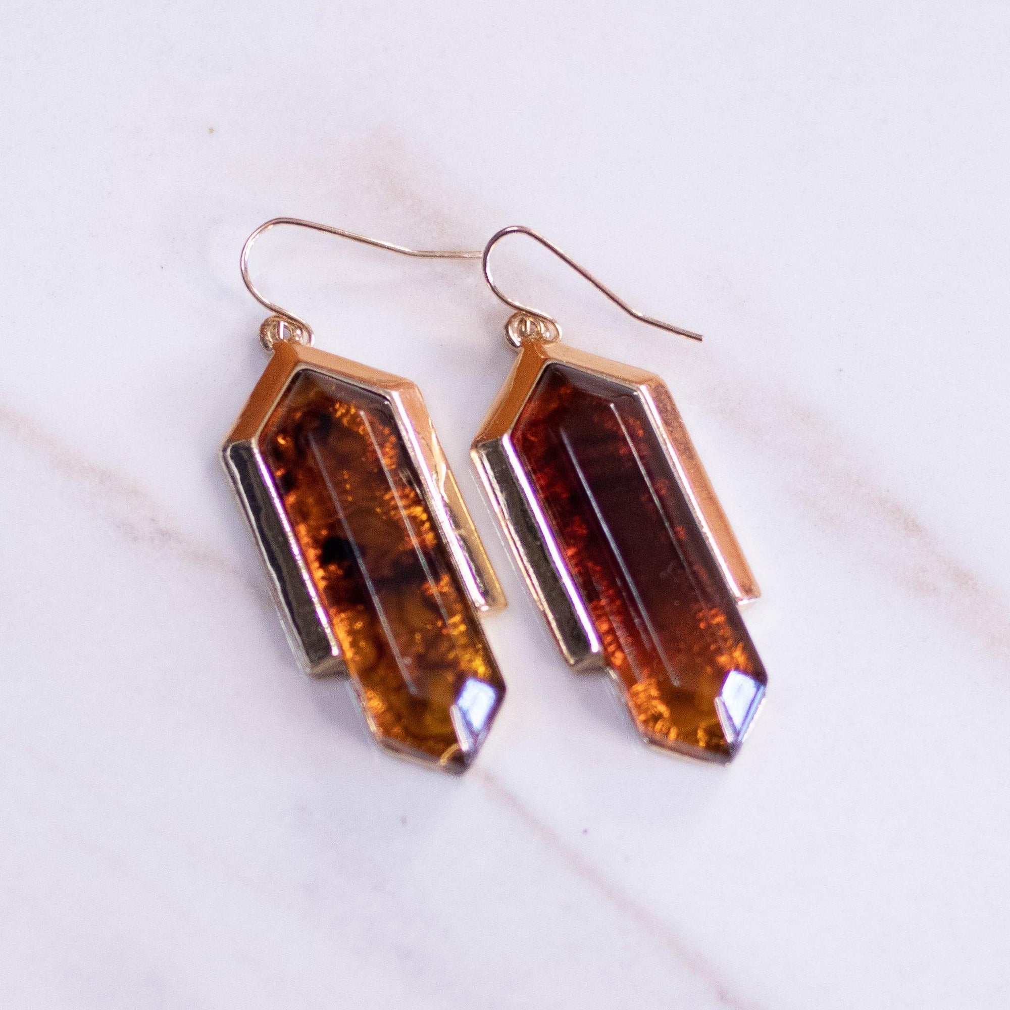 Vintage Tortoise Lucite Dangling Statement Earrings by Unsigned Beauty - Vintage Meet Modern Vintage Jewelry - Chicago, Illinois - #oldhollywoodglamour #vintagemeetmodern #designervintage #jewelrybox #antiquejewelry #vintagejewelry