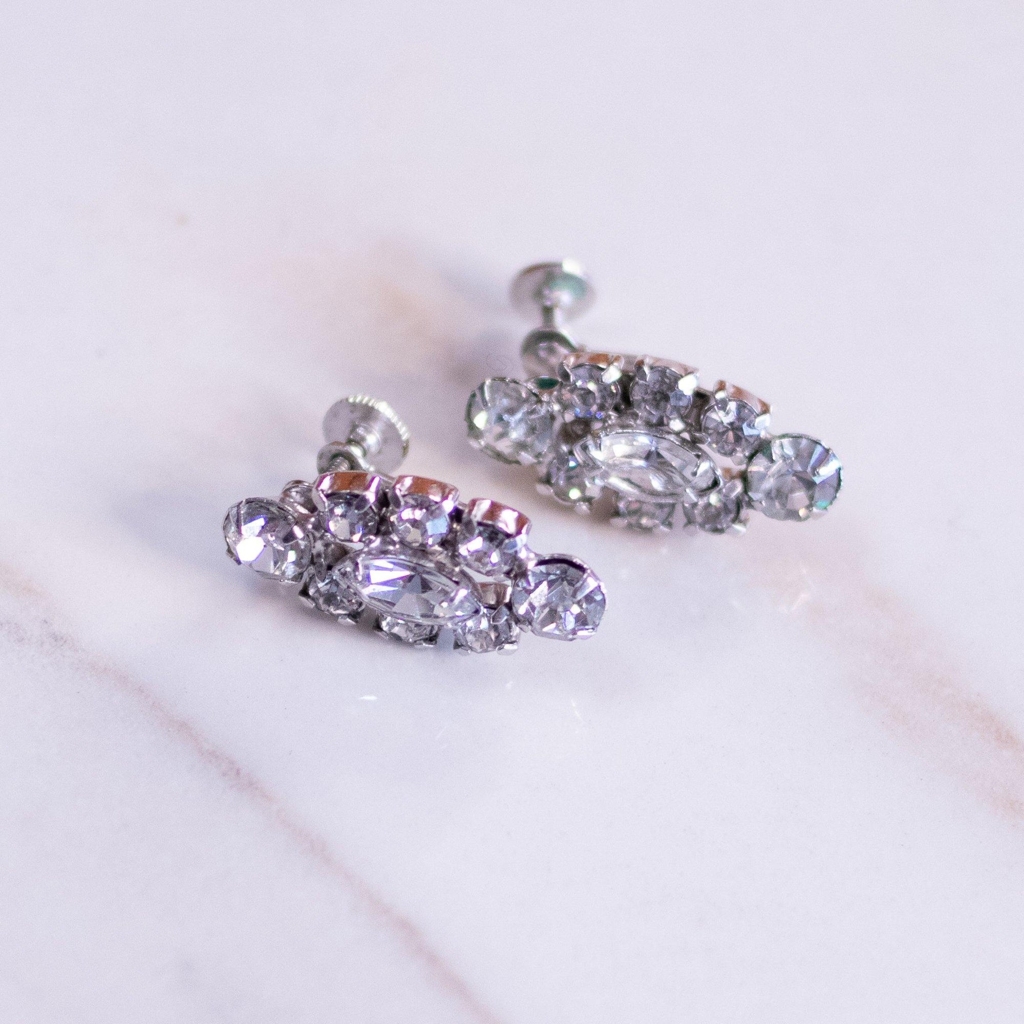 Vintage Art Deco Marquise Diamante Earrings by Unsigned Beauties - Vintage Meet Modern Vintage Jewelry - Chicago, Illinois - #oldhollywoodglamour #vintagemeetmodern #designervintage #jewelrybox #antiquejewelry #vintagejewelry