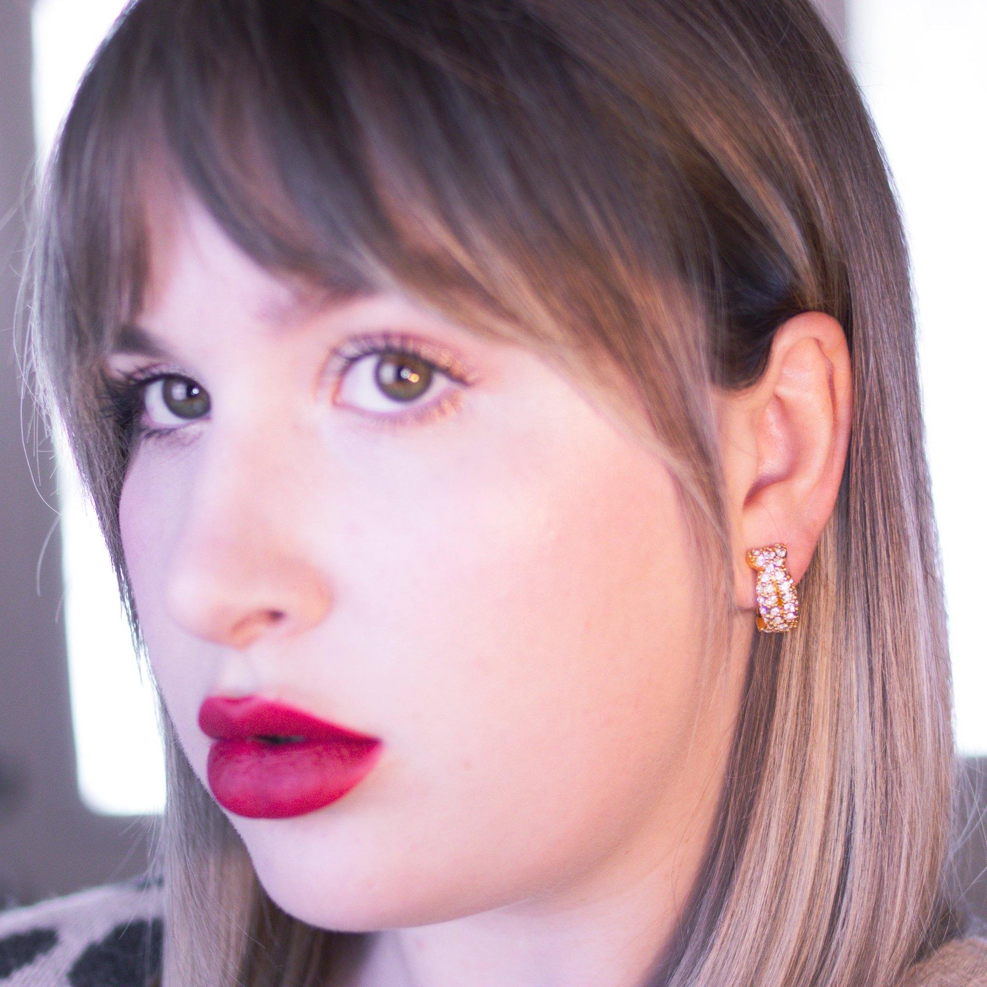 Vintage Swarovski Crystal Rhinestone Earrings, Gold Tone Setting, Clip-on by Swarovski - Vintage Meet Modern Vintage Jewelry - Chicago, Illinois - #oldhollywoodglamour #vintagemeetmodern #designervintage #jewelrybox #antiquejewelry #vintagejewelry