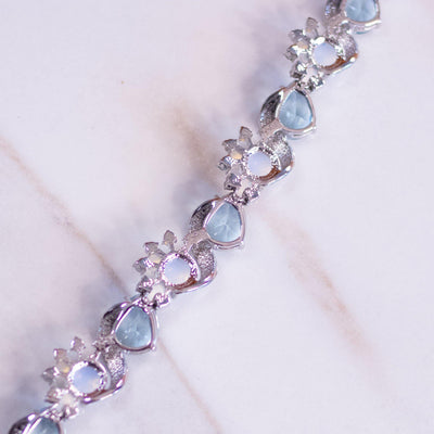 Vintage Camrose and Kross JBK Moonstone Glass and Blue Crystal Bracelet by Camrose and Kross - Vintage Meet Modern Vintage Jewelry - Chicago, Illinois - #oldhollywoodglamour #vintagemeetmodern #designervintage #jewelrybox #antiquejewelry #vintagejewelry