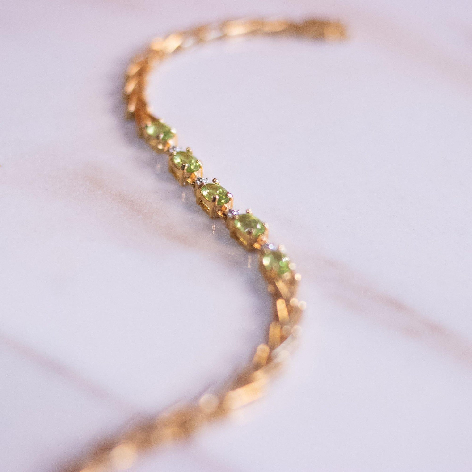 Vintage Peridot Tennis Bracelet 18kt Gold Over Sterling Silver by Peridot - Vintage Meet Modern Vintage Jewelry - Chicago, Illinois - #oldhollywoodglamour #vintagemeetmodern #designervintage #jewelrybox #antiquejewelry #vintagejewelry