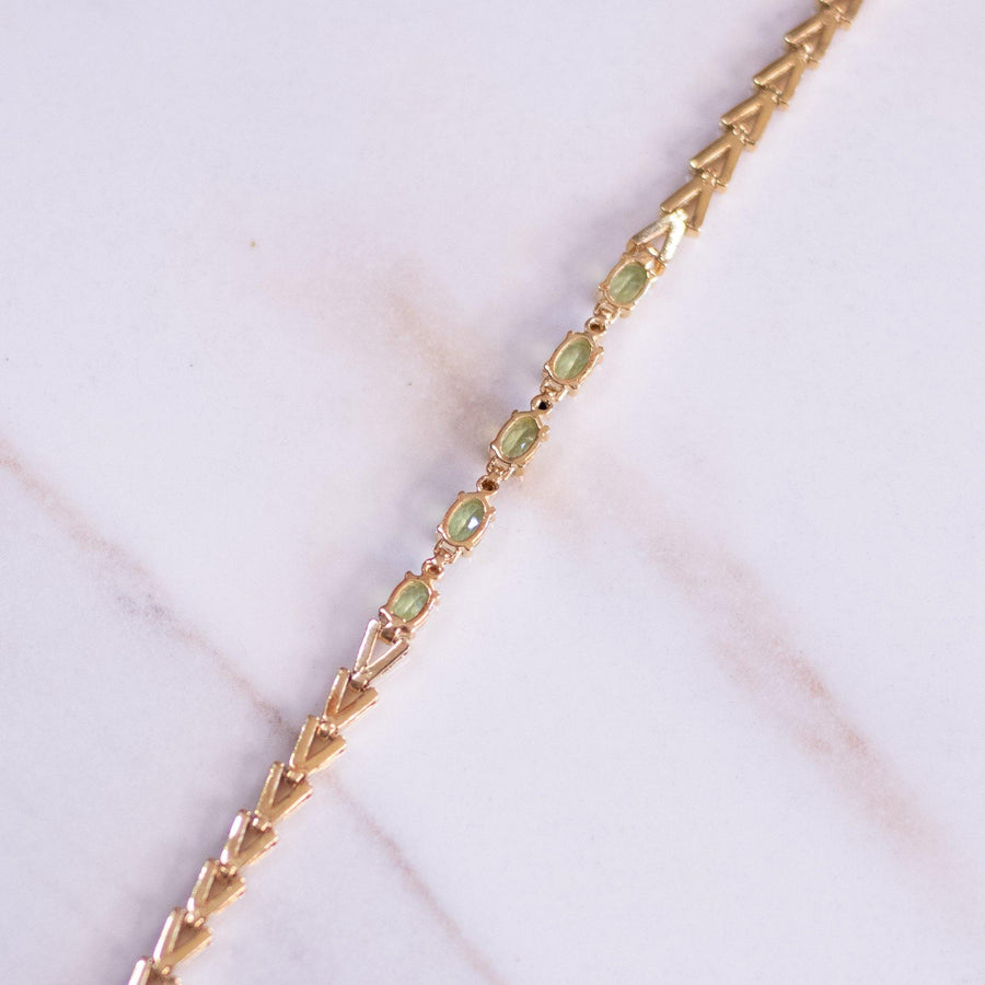 Vintage Peridot Tennis Bracelet 18kt Gold Over Sterling Silver by Peridot - Vintage Meet Modern Vintage Jewelry - Chicago, Illinois - #oldhollywoodglamour #vintagemeetmodern #designervintage #jewelrybox #antiquejewelry #vintagejewelry