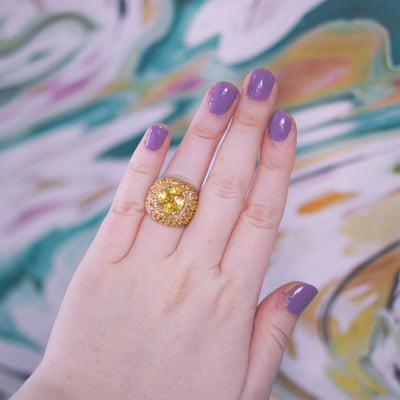 Vintage Yellow CZ Statement Ring by Vintage Meet Modern  - Vintage Meet Modern Vintage Jewelry - Chicago, Illinois - #oldhollywoodglamour #vintagemeetmodern #designervintage #jewelrybox #antiquejewelry #vintagejewelry