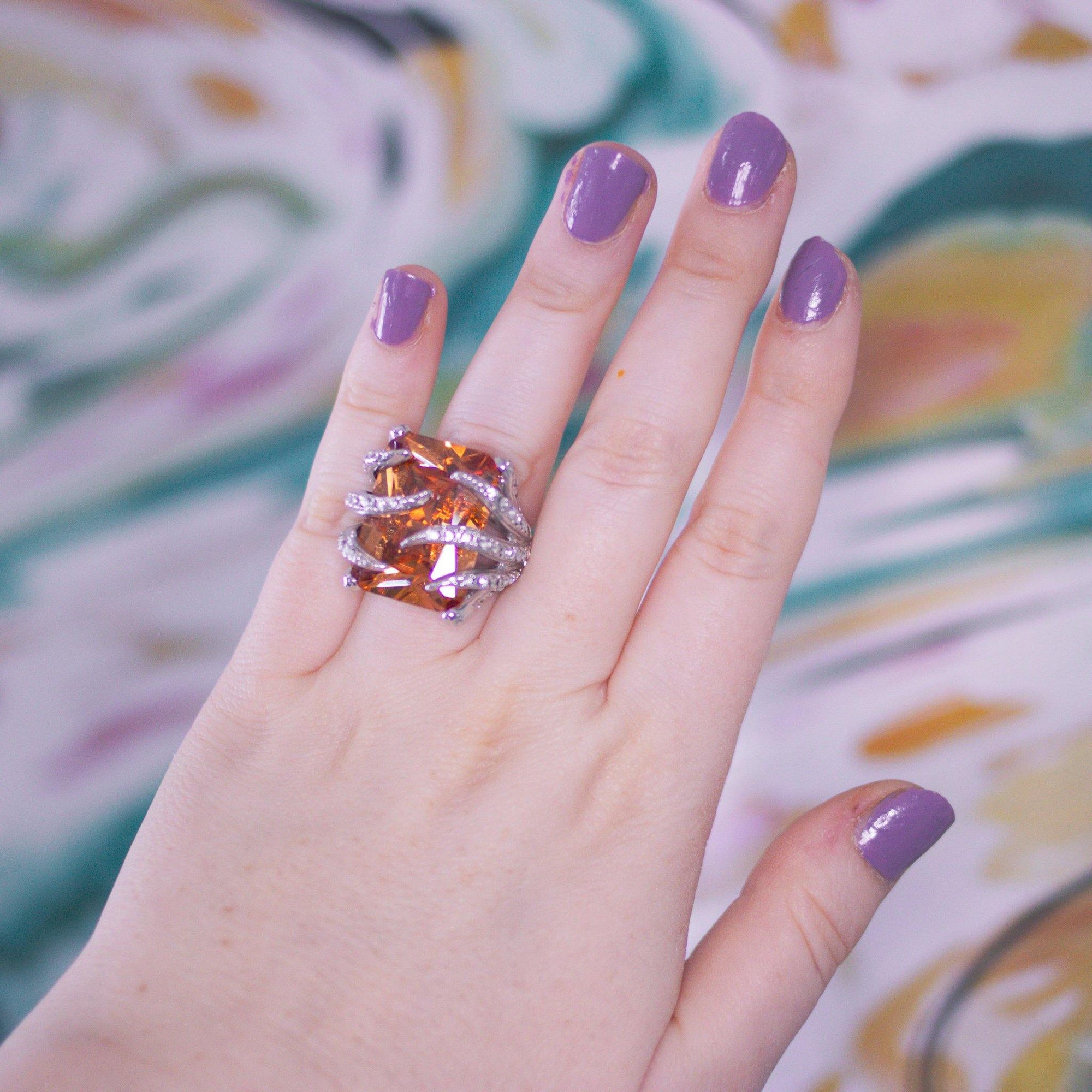 Vintage Flame and Ice Statement Cocktail Ring by Vintage Meet Modern - Vintage Meet Modern Vintage Jewelry - Chicago, Illinois - #oldhollywoodglamour #vintagemeetmodern #designervintage #jewelrybox #antiquejewelry #vintagejewelry
