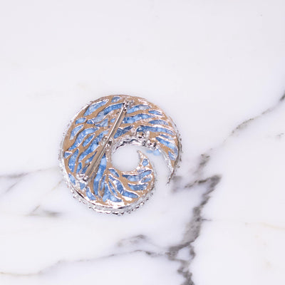 Vintage 1950s Silver Swirl with Baby Blue Seed Beads Brooch by Vintage Meet Modern  - Vintage Meet Modern Vintage Jewelry - Chicago, Illinois - #oldhollywoodglamour #vintagemeetmodern #designervintage #jewelrybox #antiquejewelry #vintagejewelry