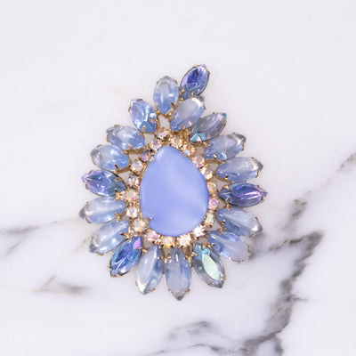 Vintage Larger Shades of Blue Brooch by Vintage Meet Modern  - Vintage Meet Modern Vintage Jewelry - Chicago, Illinois - #oldhollywoodglamour #vintagemeetmodern #designervintage #jewelrybox #antiquejewelry #vintagejewelry