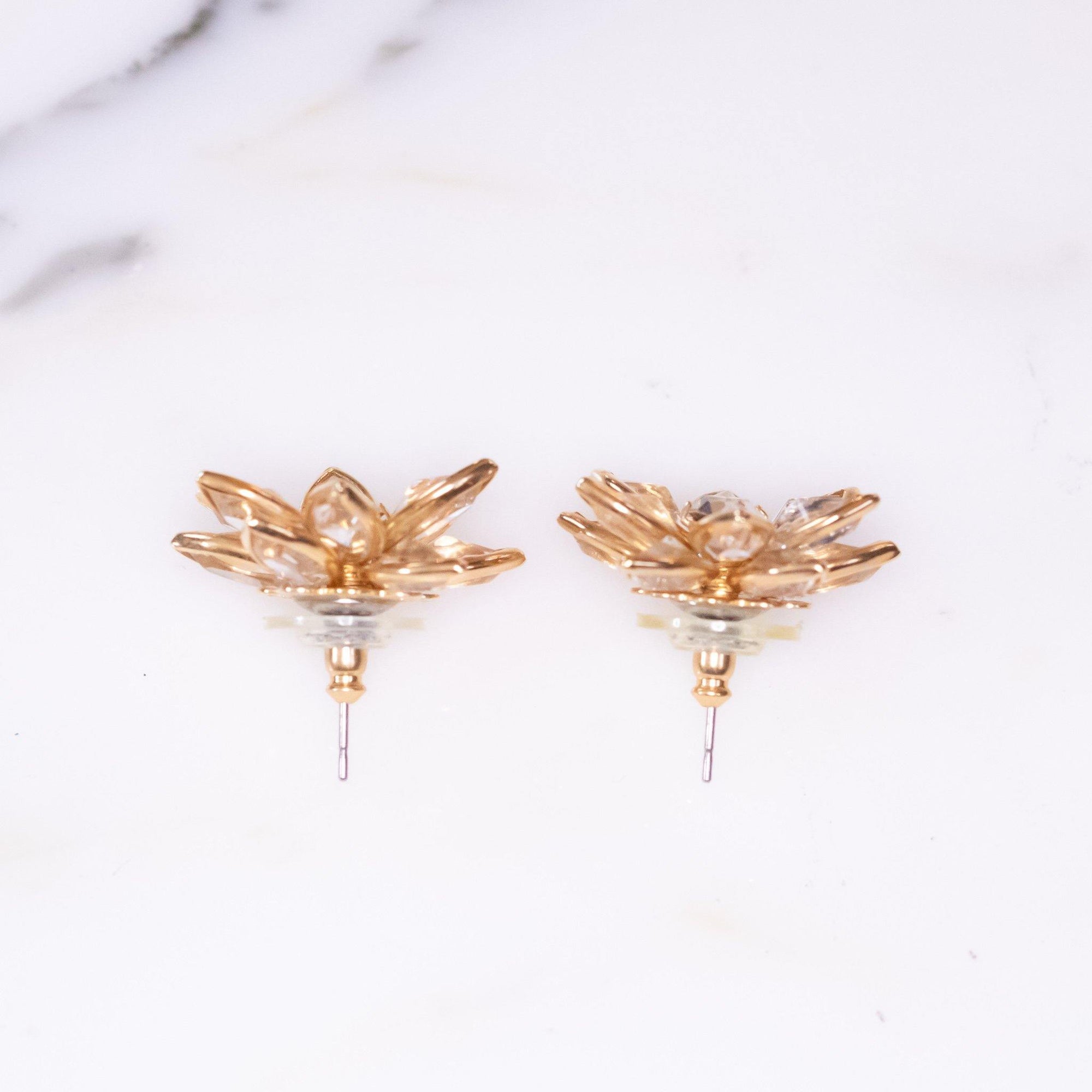 Vintage Savvy by Swarovski Clear Bezel Set Crystal Flower Earrings by Vintage Meet Modern - Vintage Meet Modern Vintage Jewelry - Chicago, Illinois - #oldhollywoodglamour #vintagemeetmodern #designervintage #jewelrybox #antiquejewelry #vintagejewelry
