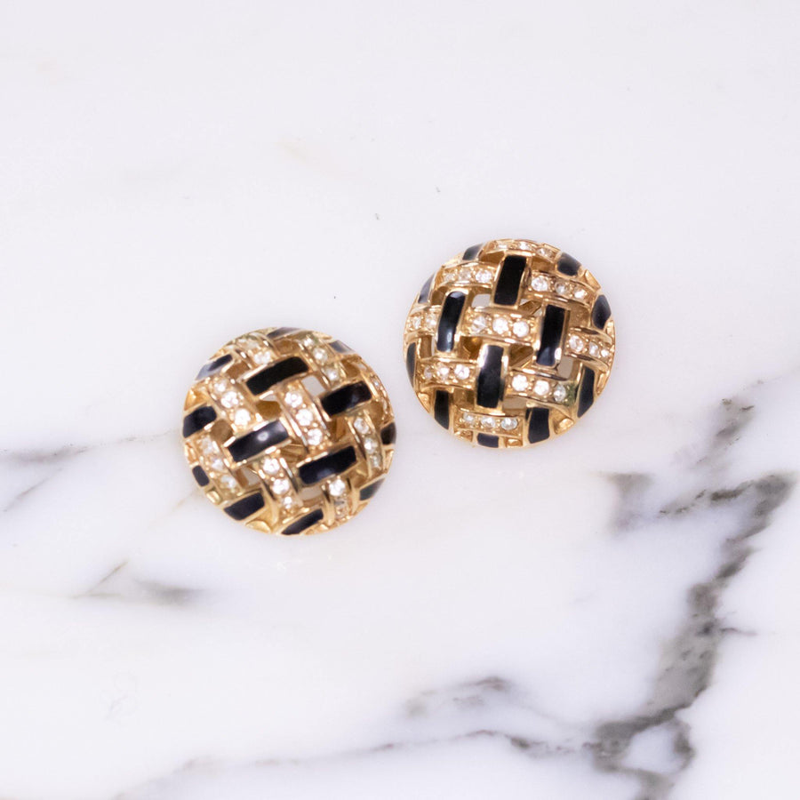 Vintage Swarovski Black Diamante Checkerboard Earrings by Swarovski - Vintage Meet Modern Vintage Jewelry - Chicago, Illinois - #oldhollywoodglamour #vintagemeetmodern #designervintage #jewelrybox #antiquejewelry #vintagejewelry