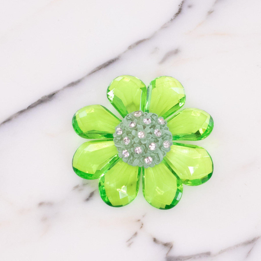 Vintage Mid Century Modern Lime Green Lucite with Mint Carved Thermoset Center with Rhinestones by Vintage Meet Modern - Vintage Meet Modern Vintage Jewelry - Chicago, Illinois - #oldhollywoodglamour #vintagemeetmodern #designervintage #jewelrybox #antiquejewelry #vintagejewelry