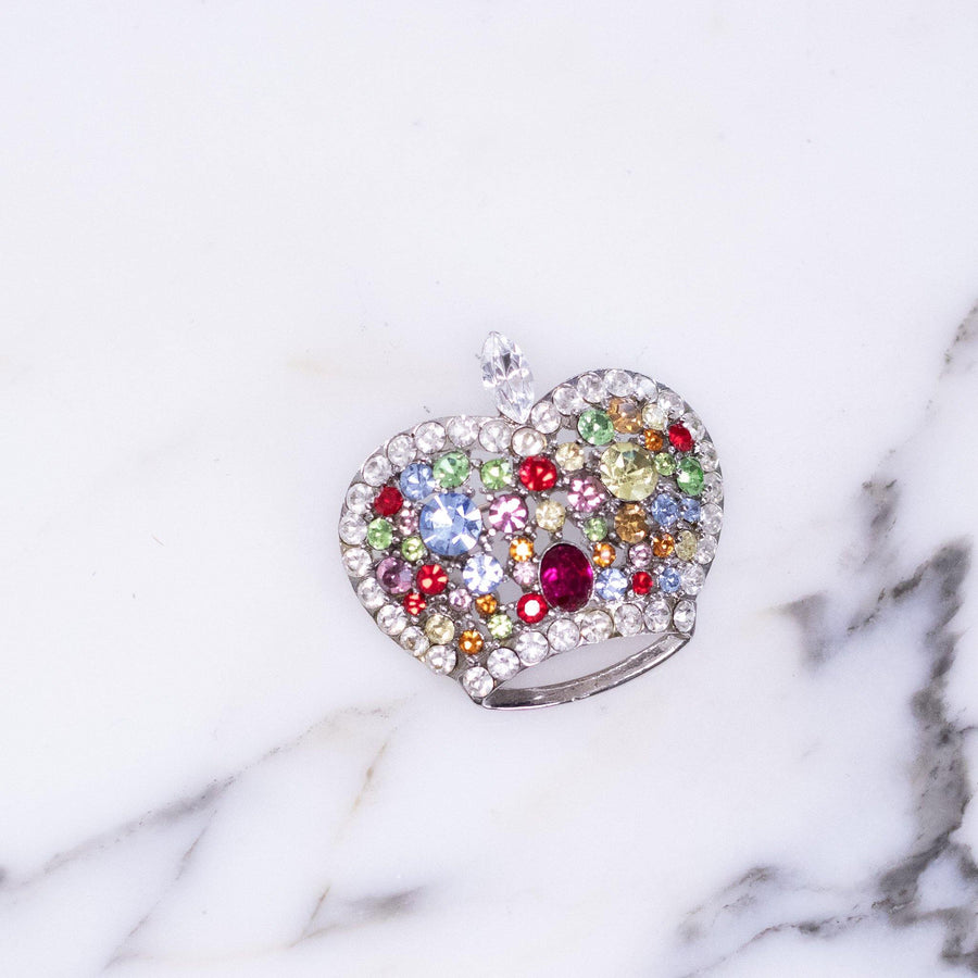 Vintage Colorful Bejeweled Crystal Crown Brooch by Vintage Meet Modern - Vintage Meet Modern Vintage Jewelry - Chicago, Illinois - #oldhollywoodglamour #vintagemeetmodern #designervintage #jewelrybox #antiquejewelry #vintagejewelry