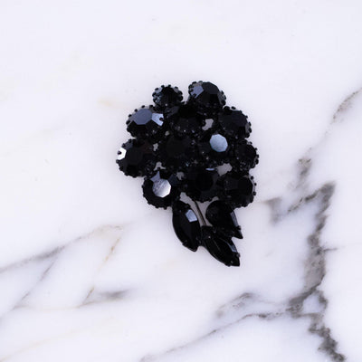 Vintage Jet Crystal Cluster Style Brooch by Vintage Meet Modern - Vintage Meet Modern Vintage Jewelry - Chicago, Illinois - #oldhollywoodglamour #vintagemeetmodern #designervintage #jewelrybox #antiquejewelry #vintagejewelry
