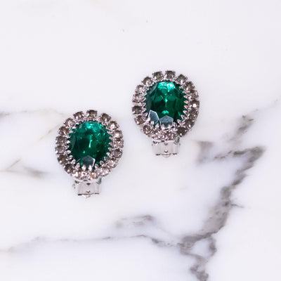 Vintage Emerald Crystal and Smoke Diamante Statement Earrings by Vintage Meet Modern  - Vintage Meet Modern Vintage Jewelry - Chicago, Illinois - #oldhollywoodglamour #vintagemeetmodern #designervintage #jewelrybox #antiquejewelry #vintagejewelry