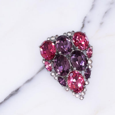 Vintage 1930s 1940s Large Pink and Purple Dress Clip by Vintage Meet Modern - Vintage Meet Modern Vintage Jewelry - Chicago, Illinois - #oldhollywoodglamour #vintagemeetmodern #designervintage #jewelrybox #antiquejewelry #vintagejewelry