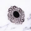 Vintage Large Victorian Sterling Silver, Onyx and Marcasite Brooch by Vintage Meet Modern - Vintage Meet Modern Vintage Jewelry - Chicago, Illinois - #oldhollywoodglamour #vintagemeetmodern #designervintage #jewelrybox #antiquejewelry #vintagejewelry