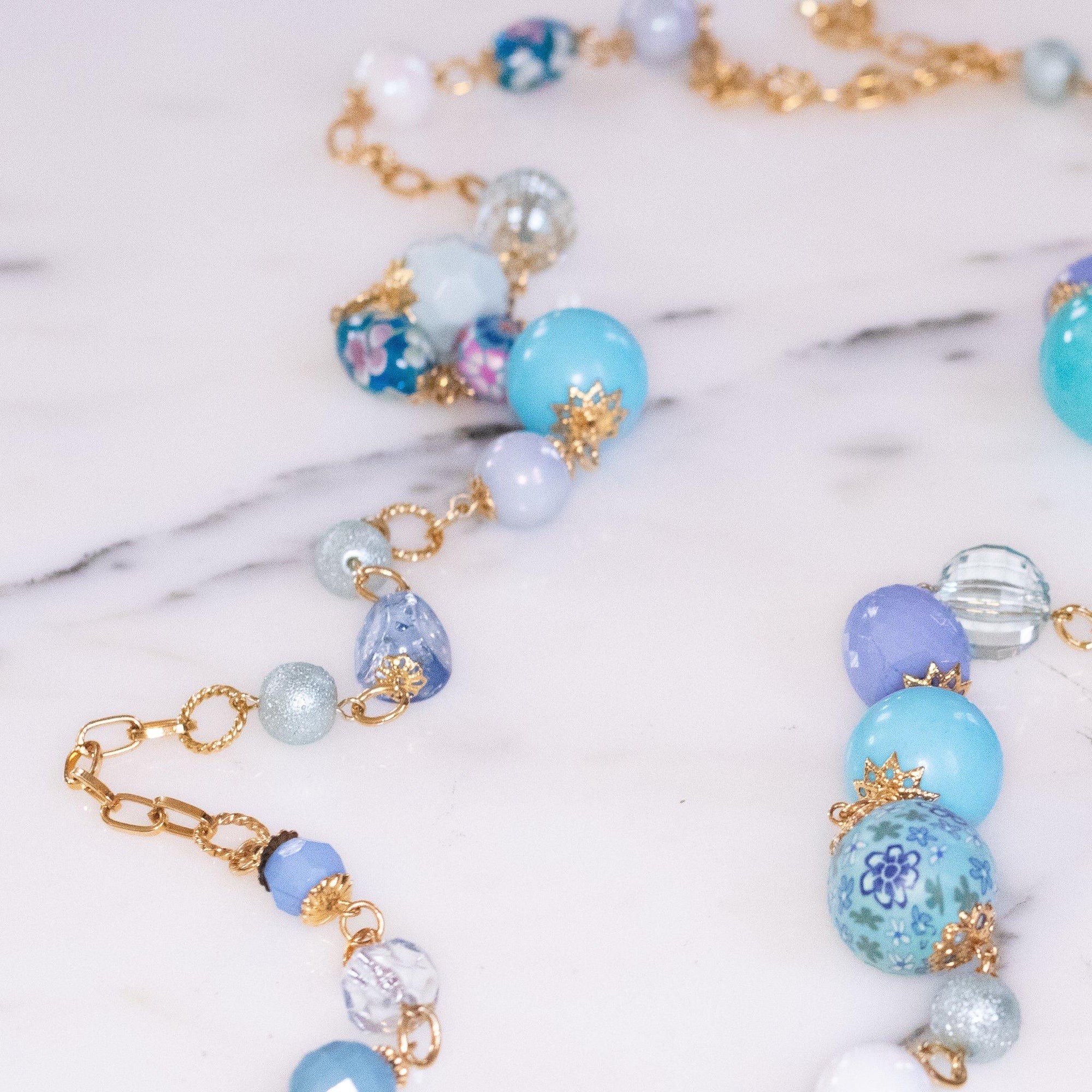 Vintage Joan Rivers Long Chunky Blue Bead Necklace by Joan Rivers - Vintage Meet Modern Vintage Jewelry - Chicago, Illinois - #oldhollywoodglamour #vintagemeetmodern #designervintage #jewelrybox #antiquejewelry #vintagejewelry