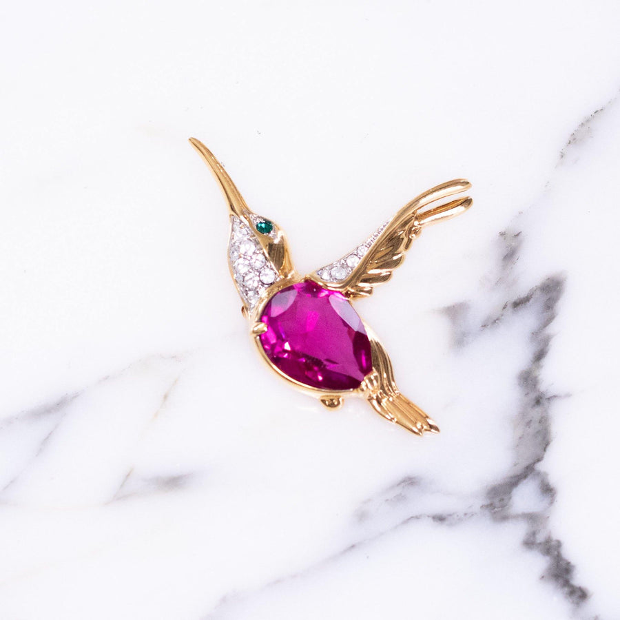Vintage Swarovski Hummingbird with Pink Crystal Body and Pave Crystal Accents by Vintage Meet Modern - Vintage Meet Modern Vintage Jewelry - Chicago, Illinois - #oldhollywoodglamour #vintagemeetmodern #designervintage #jewelrybox #antiquejewelry #vintagejewelry