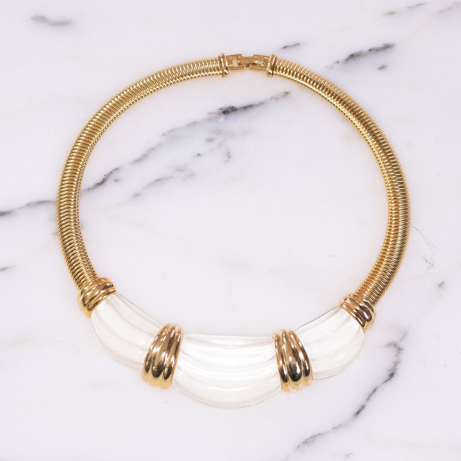 Rare Givenchy Couture Lucite and Gold Collar Necklace by Givenchy - Vintage Meet Modern Vintage Jewelry - Chicago, Illinois - #oldhollywoodglamour #vintagemeetmodern #designervintage #jewelrybox #antiquejewelry #vintagejewelry