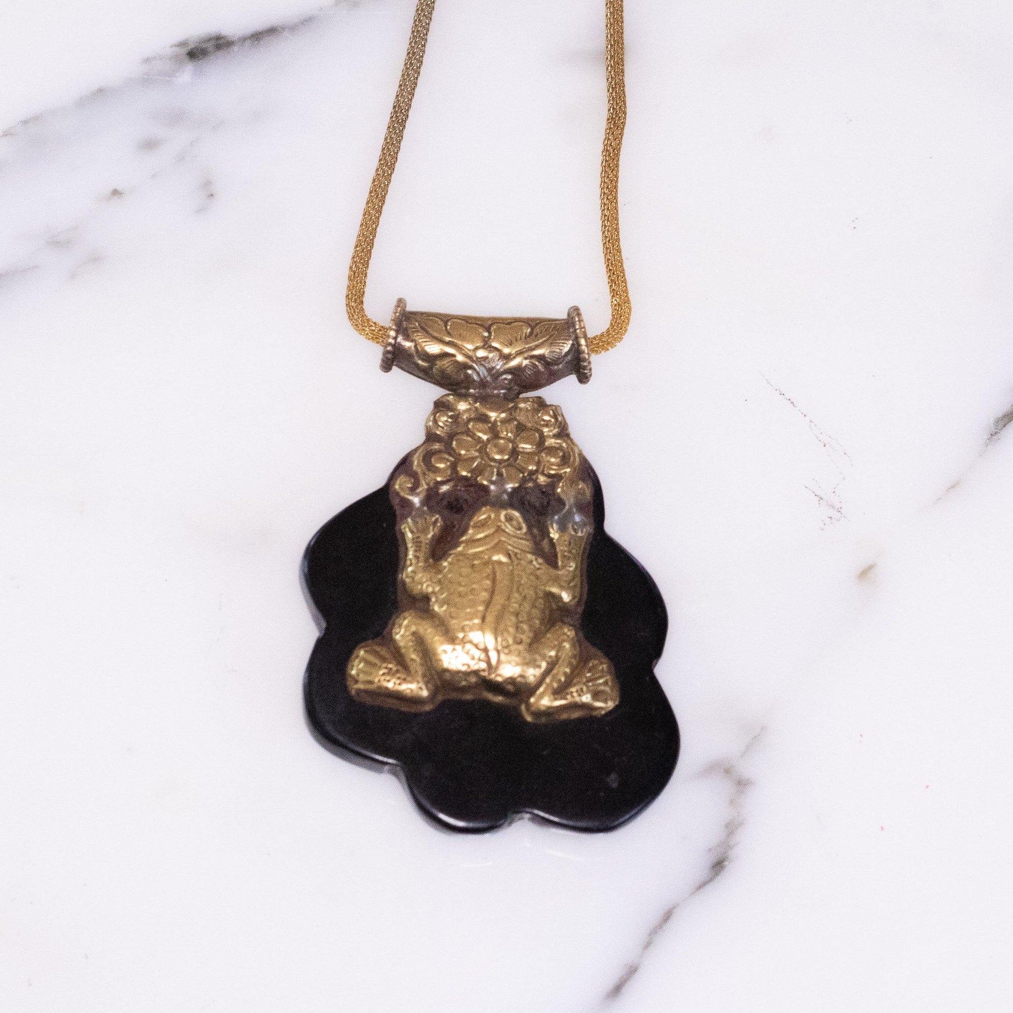 Vintage 1970s Thai Goddess and Frog Statement Necklace by Vintage Meet Modern - Vintage Meet Modern Vintage Jewelry - Chicago, Illinois - #oldhollywoodglamour #vintagemeetmodern #designervintage #jewelrybox #antiquejewelry #vintagejewelry
