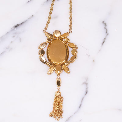 Vintage Juliana Pink Rhinestone and Fire Opal Glass Pendant Statement Necklace by Juliana - Vintage Meet Modern Vintage Jewelry - Chicago, Illinois - #oldhollywoodglamour #vintagemeetmodern #designervintage #jewelrybox #antiquejewelry #vintagejewelry