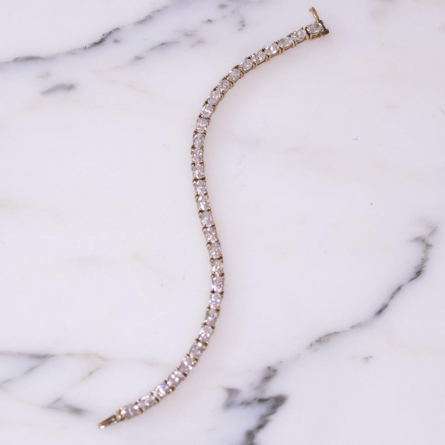 Vintage 1980s Cubic Zirconia Tennis Bracelet by 1980s - Vintage Meet Modern Vintage Jewelry - Chicago, Illinois - #oldhollywoodglamour #vintagemeetmodern #designervintage #jewelrybox #antiquejewelry #vintagejewelry