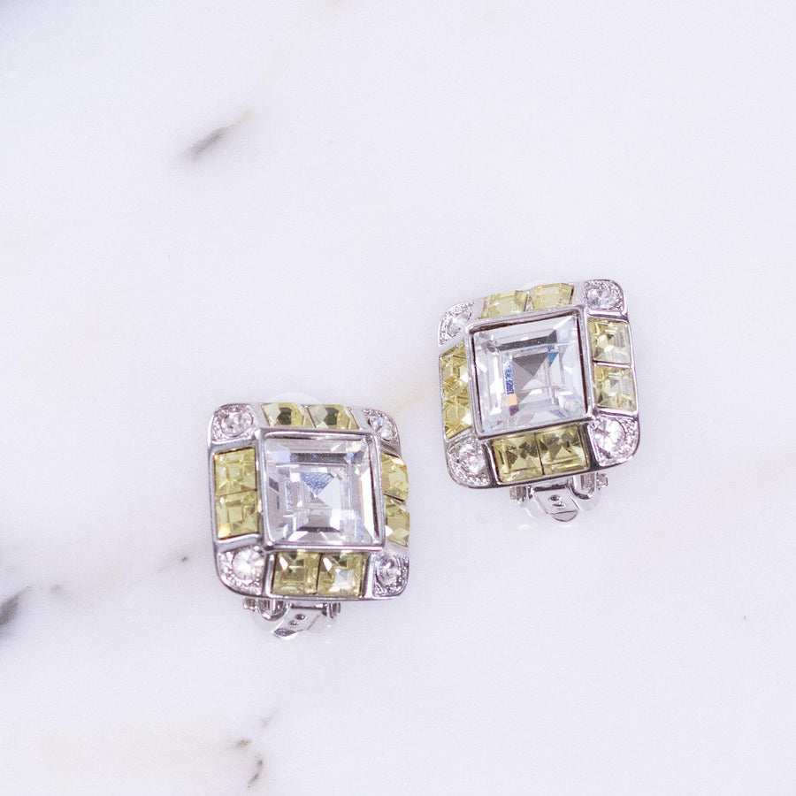 Vintage Joan Rivers Yellow Diamond and Diamante Statement Earrings by Joan Rivers - Vintage Meet Modern Vintage Jewelry - Chicago, Illinois - #oldhollywoodglamour #vintagemeetmodern #designervintage #jewelrybox #antiquejewelry #vintagejewelry