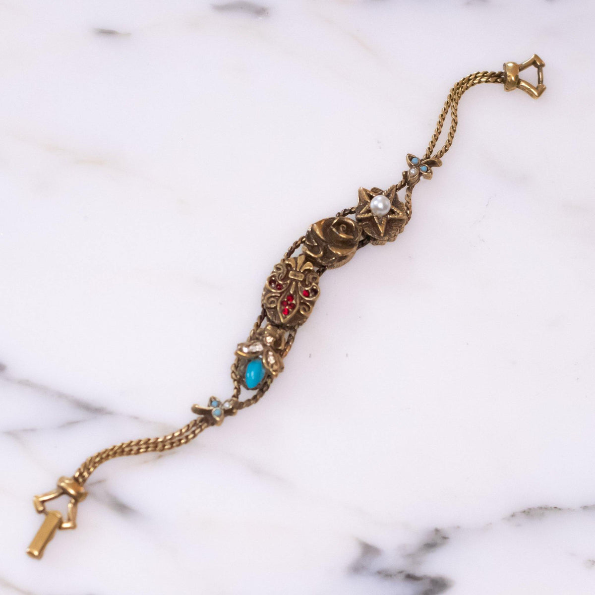 Vintage Goldette Victorian Slide Charm Bracelet
