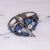 Vintage Retro Clamper Bracelet with Blue Rhinestones