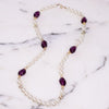 Vintage Faux Pearl and Purple Lucite Bead Necklace by Vintage Meet Modern - Vintage Meet Modern Vintage Jewelry - Chicago, Illinois - #oldhollywoodglamour #vintagemeetmodern #designervintage #jewelrybox #antiquejewelry #vintagejewelry