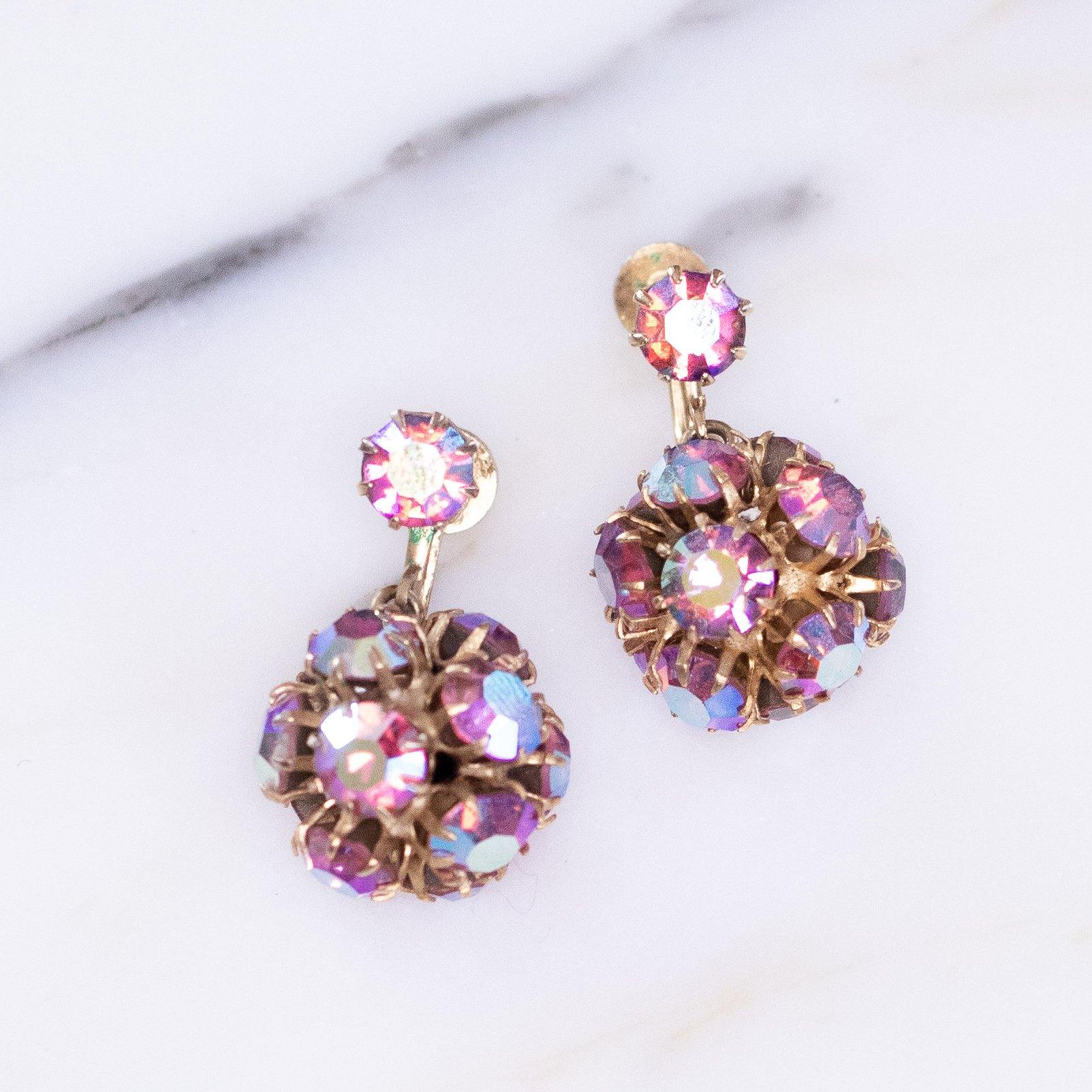 Vintage Weiss Pink Rhinestone Petite Pom Pom Earrings by Vintage Meet Modern - Vintage Meet Modern Vintage Jewelry - Chicago, Illinois - #oldhollywoodglamour #vintagemeetmodern #designervintage #jewelrybox #antiquejewelry #vintagejewelry
