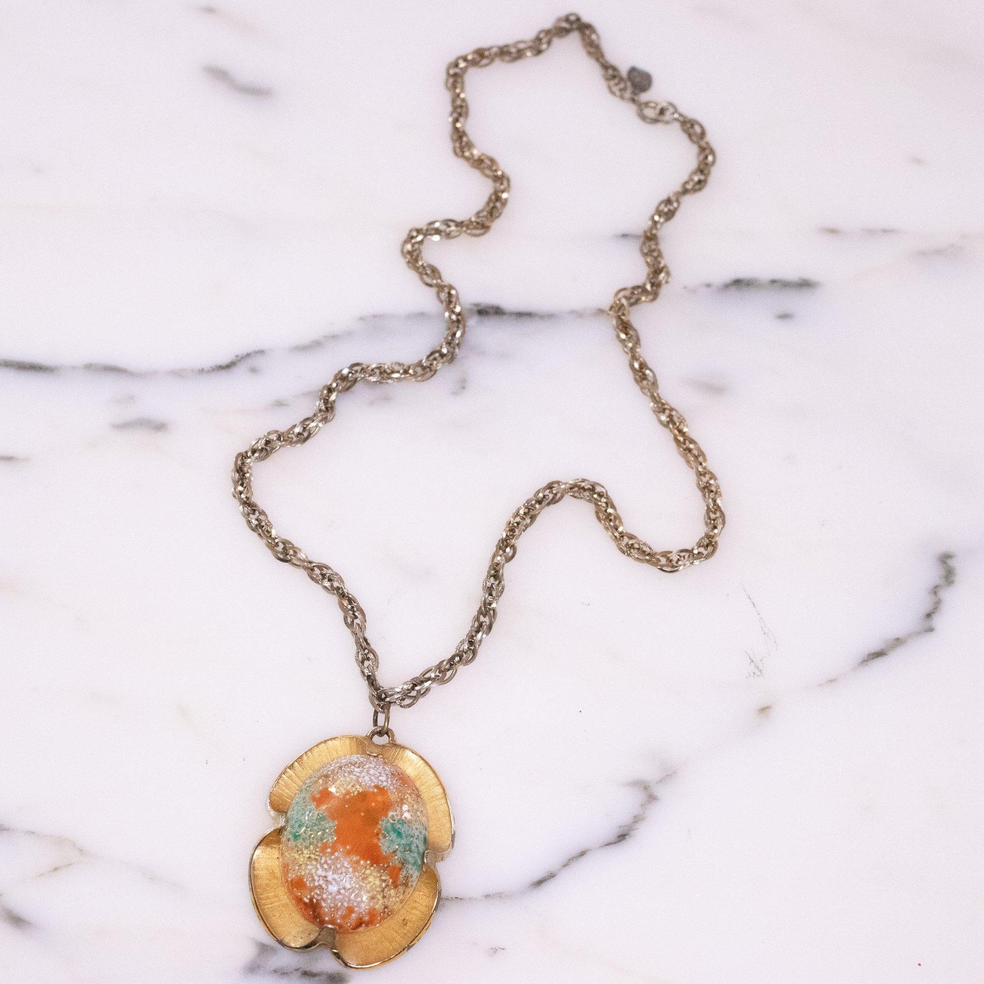 Vintage Judy Lee Sparkling Green Orange White Easter Egg Pendant Necklace by Judy Lee - Vintage Meet Modern Vintage Jewelry - Chicago, Illinois - #oldhollywoodglamour #vintagemeetmodern #designervintage #jewelrybox #antiquejewelry #vintagejewelry