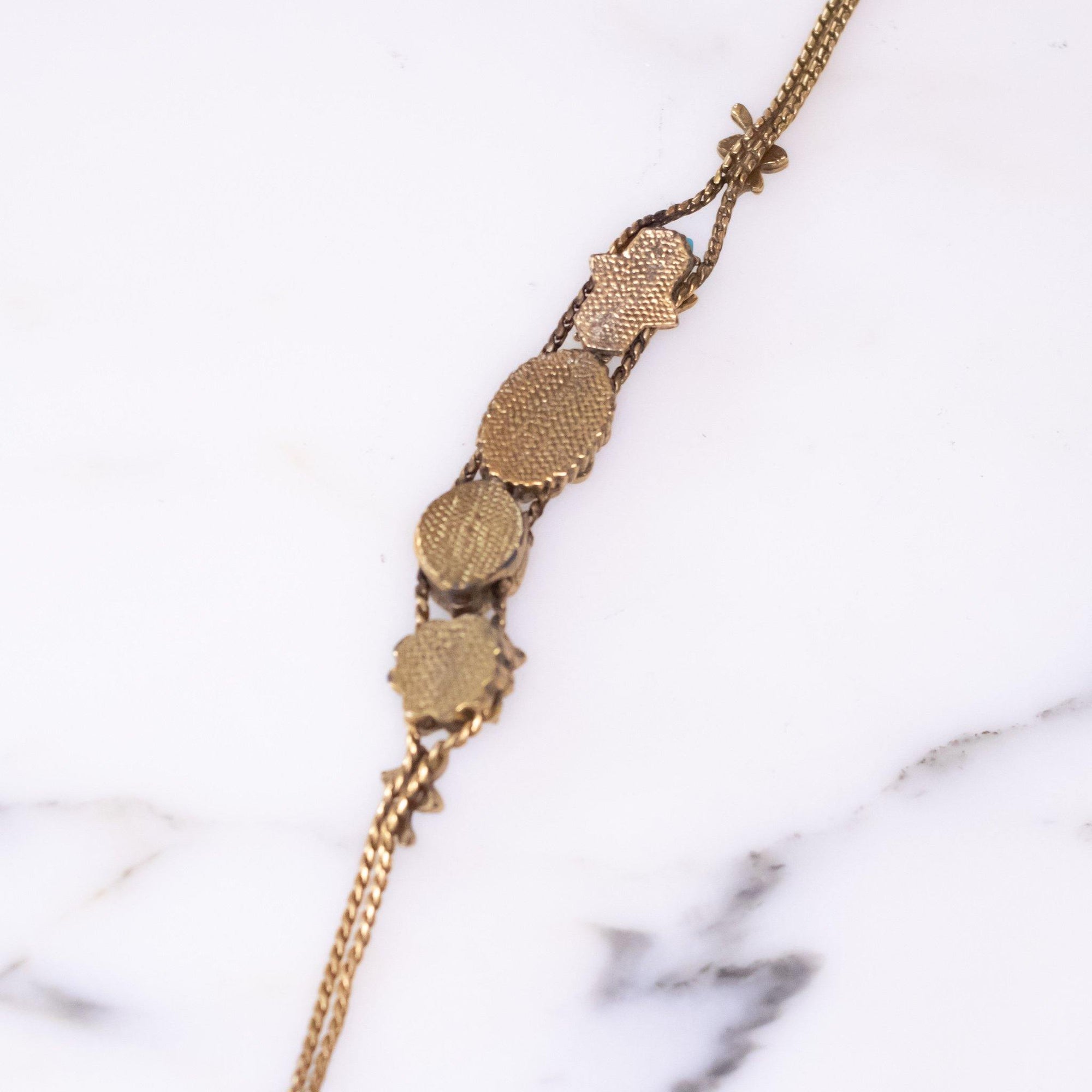 Vintage Goldette Victorian Slide Charm Bracelet by Vintage Meet Modern - Vintage Meet Modern Vintage Jewelry - Chicago, Illinois - #oldhollywoodglamour #vintagemeetmodern #designervintage #jewelrybox #antiquejewelry #vintagejewelry
