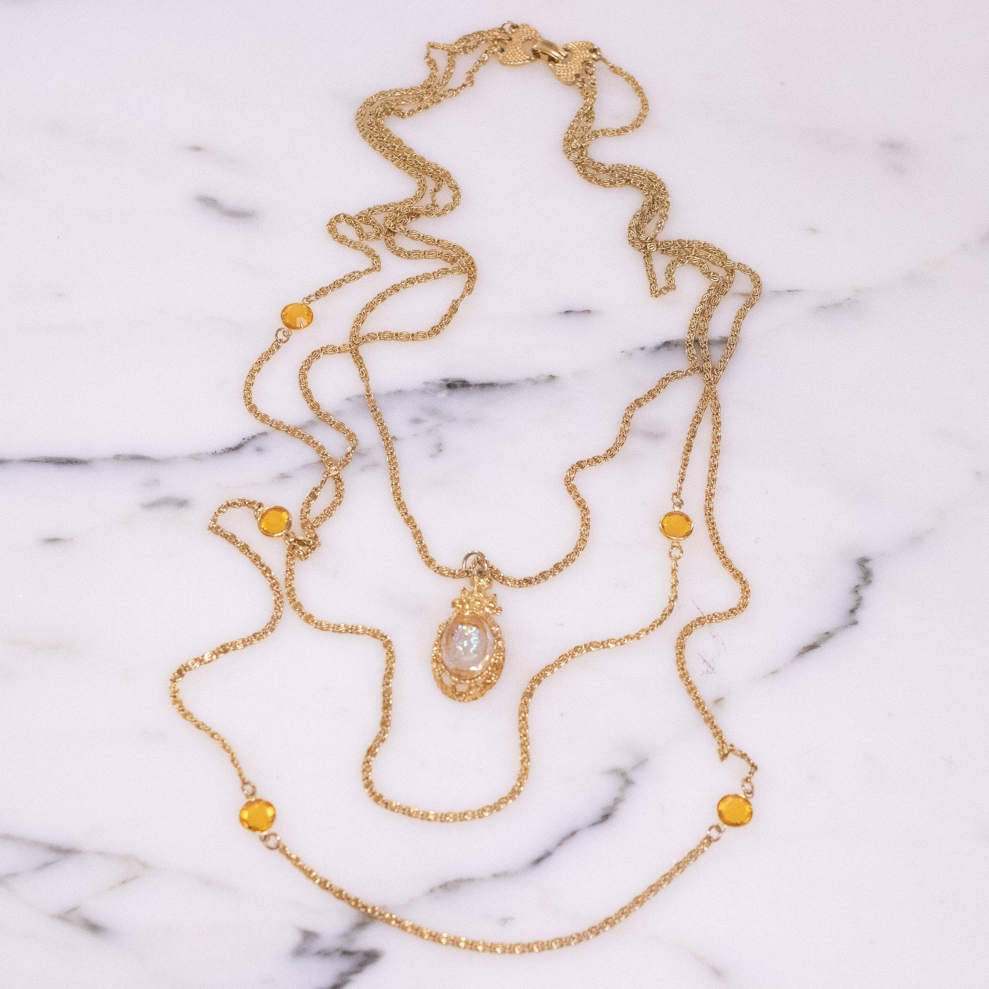 Vintage Goldette Cameo and Bezel Set Crystal Statement Necklace by Goldette - Vintage Meet Modern Vintage Jewelry - Chicago, Illinois - #oldhollywoodglamour #vintagemeetmodern #designervintage #jewelrybox #antiquejewelry #vintagejewelry