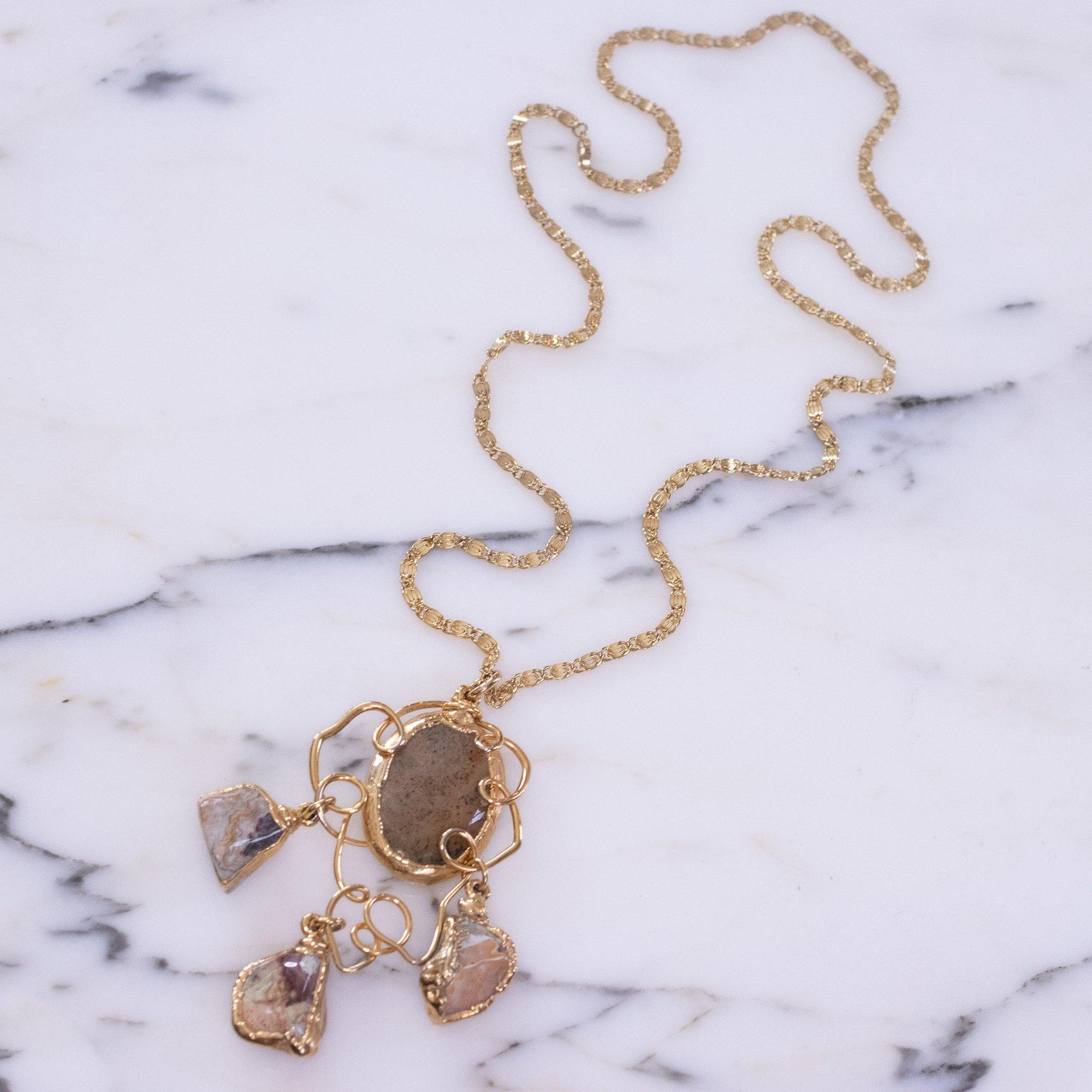 Vintage Artisan Made Brutalist Modern Agate Pendant Statement Necklace by Vintage Meet Modern - Vintage Meet Modern Vintage Jewelry - Chicago, Illinois - #oldhollywoodglamour #vintagemeetmodern #designervintage #jewelrybox #antiquejewelry #vintagejewelry