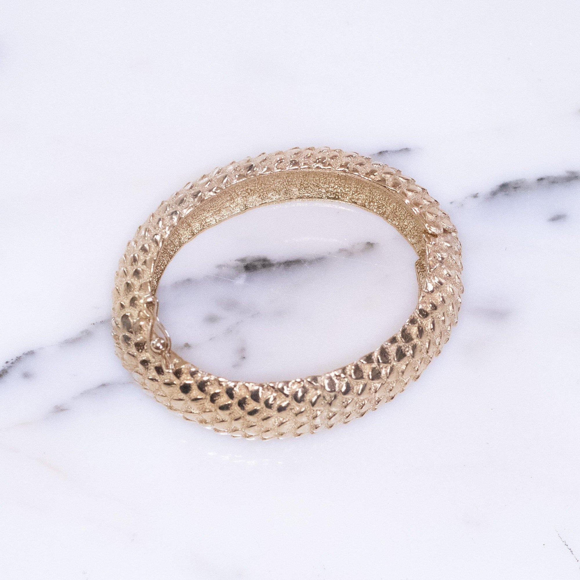 Vintage Gold Scale Bangle Bracelet by Vintage Meet Modern - Vintage Meet Modern Vintage Jewelry - Chicago, Illinois - #oldhollywoodglamour #vintagemeetmodern #designervintage #jewelrybox #antiquejewelry #vintagejewelry