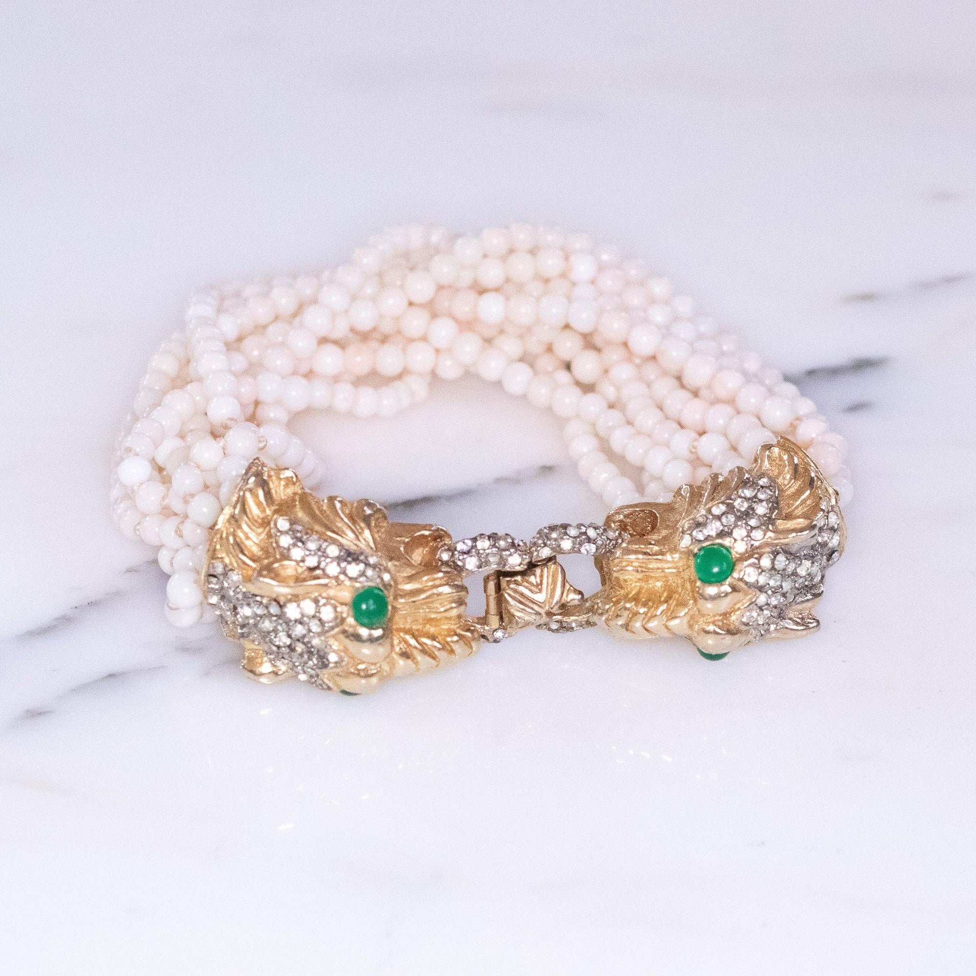Vintage Kenneth Jay Lane Double Panther Head Bracelet by Kenneth Jay Lane - Vintage Meet Modern Vintage Jewelry - Chicago, Illinois - #oldhollywoodglamour #vintagemeetmodern #designervintage #jewelrybox #antiquejewelry #vintagejewelry