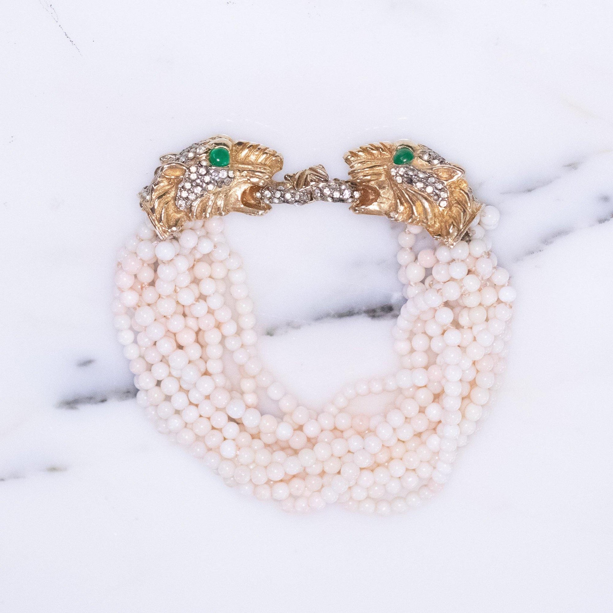 Vintage Kenneth Jay Lane Double Panther Head Bracelet by Kenneth Jay Lane - Vintage Meet Modern Vintage Jewelry - Chicago, Illinois - #oldhollywoodglamour #vintagemeetmodern #designervintage #jewelrybox #antiquejewelry #vintagejewelry