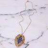 Vintage Czech Gilt Gold Tone Sapphire Blue Crystal Pendant by 1940s - Vintage Meet Modern Vintage Jewelry - Chicago, Illinois - #oldhollywoodglamour #vintagemeetmodern #designervintage #jewelrybox #antiquejewelry #vintagejewelry