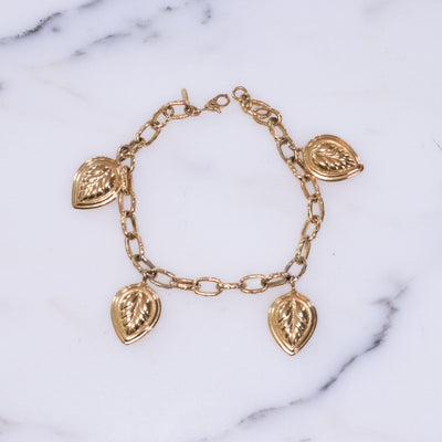 Vintage Monet Lotus Leaf Charm Bracelet by Monet - Vintage Meet Modern Vintage Jewelry - Chicago, Illinois - #oldhollywoodglamour #vintagemeetmodern #designervintage #jewelrybox #antiquejewelry #vintagejewelry