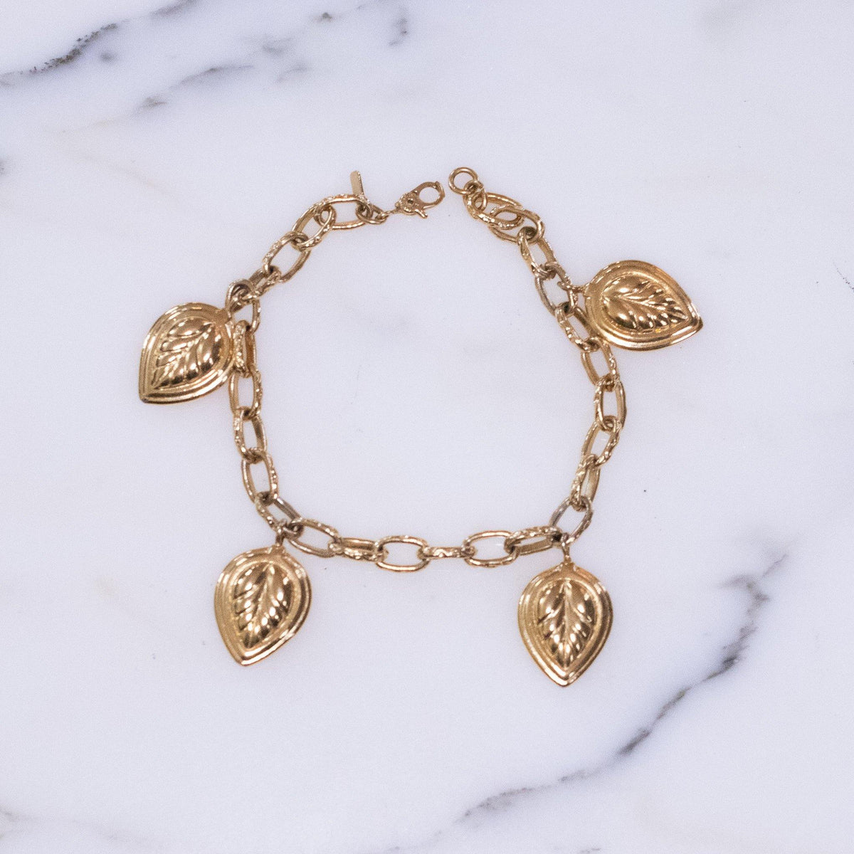 Vintage Monet Lotus Leaf Charm Bracelet