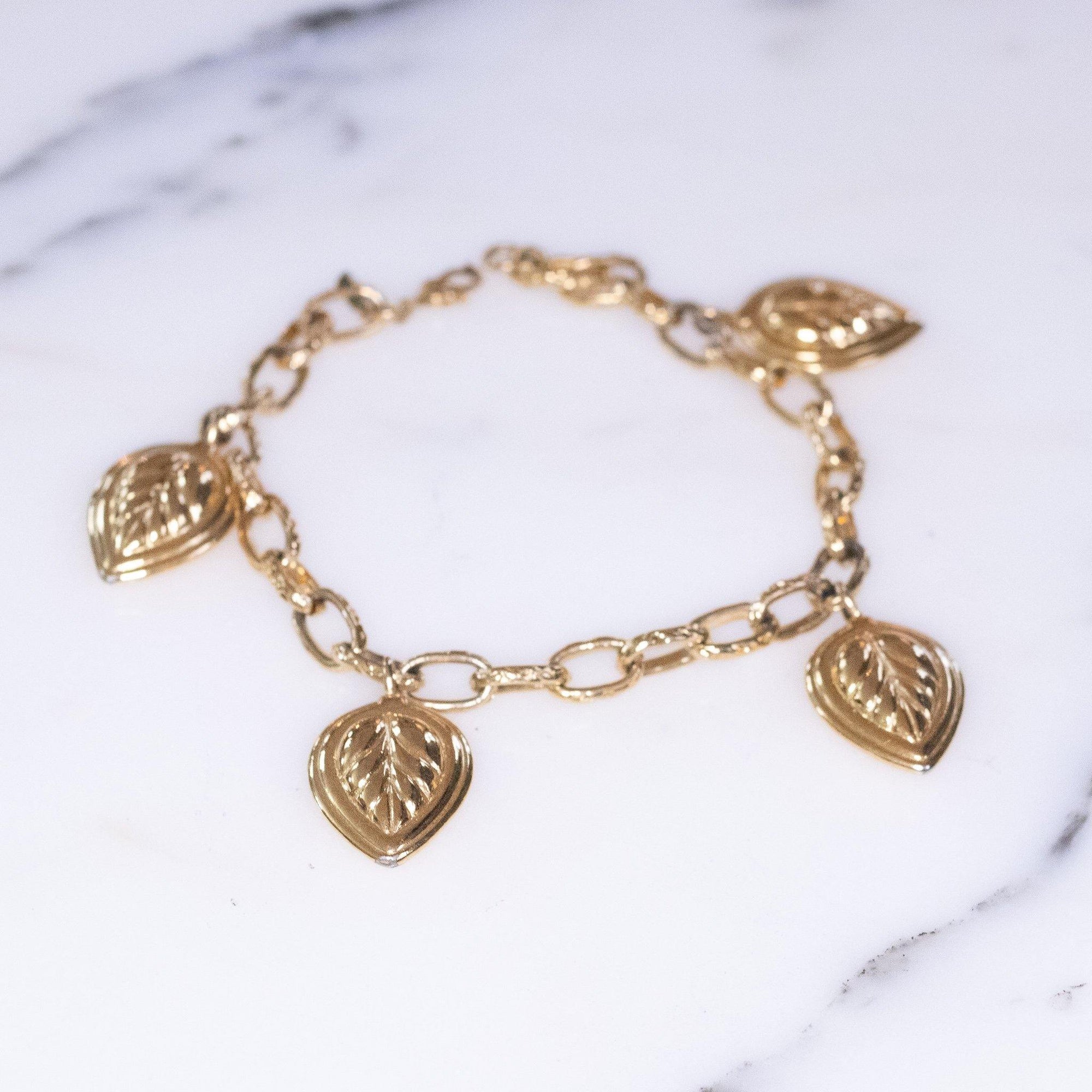 Vintage Monet Lotus Leaf Charm Bracelet by Monet - Vintage Meet Modern Vintage Jewelry - Chicago, Illinois - #oldhollywoodglamour #vintagemeetmodern #designervintage #jewelrybox #antiquejewelry #vintagejewelry