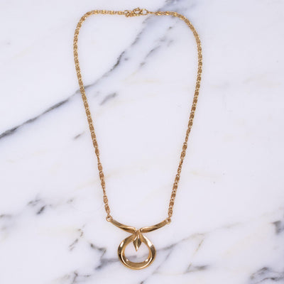 Crown Trifari Lotus Necklace, Gold Tone, Delicate Chain, Designer Vintage Jewelry, Orientalism, Asian Inspired by Crown Trifari - Vintage Meet Modern Vintage Jewelry - Chicago, Illinois - #oldhollywoodglamour #vintagemeetmodern #designervintage #jewelrybox #antiquejewelry #vintagejewelry