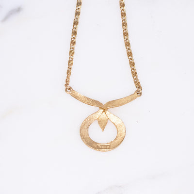 Crown Trifari Lotus Necklace, Gold Tone, Delicate Chain, Designer Vintage Jewelry, Orientalism, Asian Inspired by Crown Trifari - Vintage Meet Modern Vintage Jewelry - Chicago, Illinois - #oldhollywoodglamour #vintagemeetmodern #designervintage #jewelrybox #antiquejewelry #vintagejewelry
