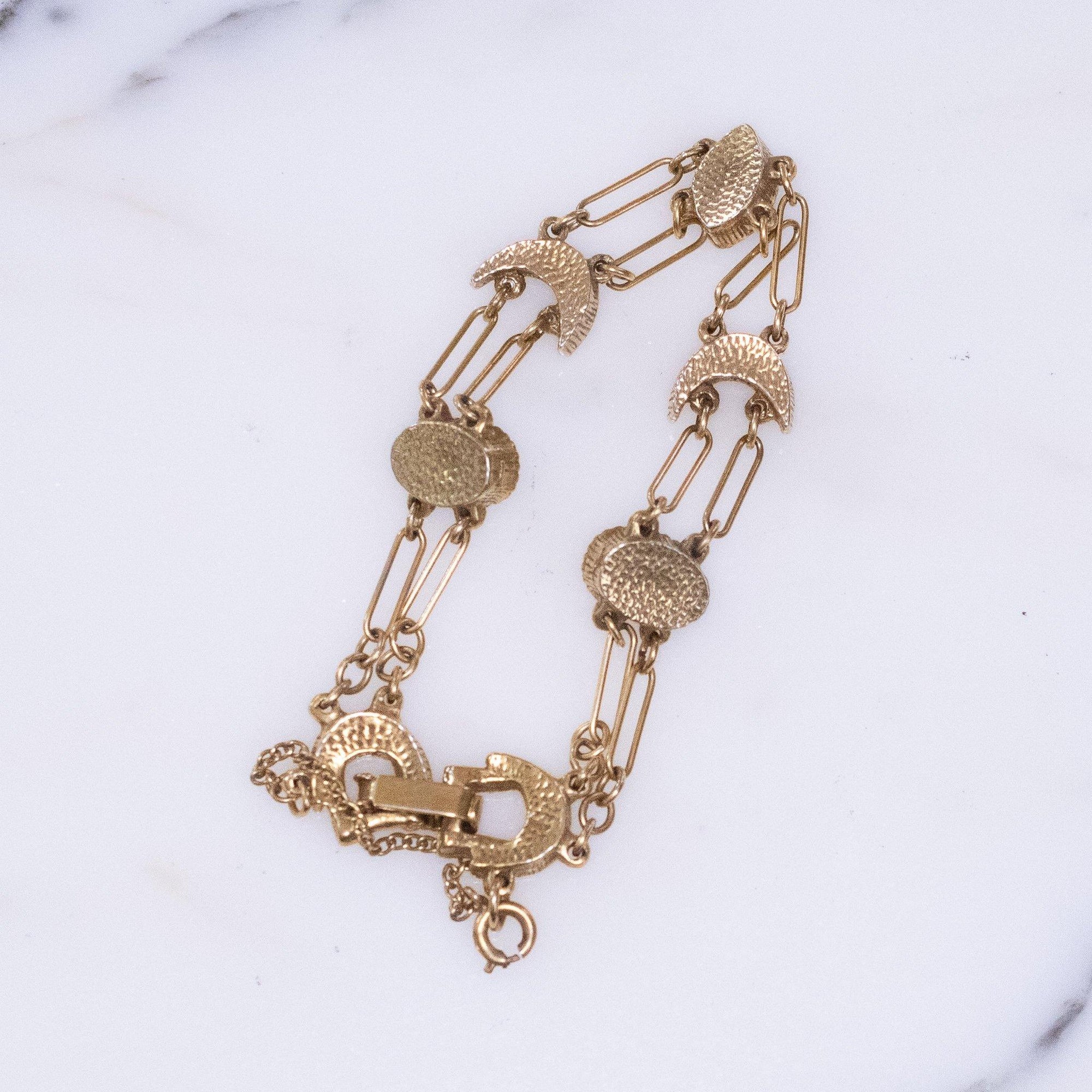 Victorian Revival Slide Bracelet with Gold Paper Clip Style Chain by Vintage Meet Modern - Vintage Meet Modern Vintage Jewelry - Chicago, Illinois - #oldhollywoodglamour #vintagemeetmodern #designervintage #jewelrybox #antiquejewelry #vintagejewelry