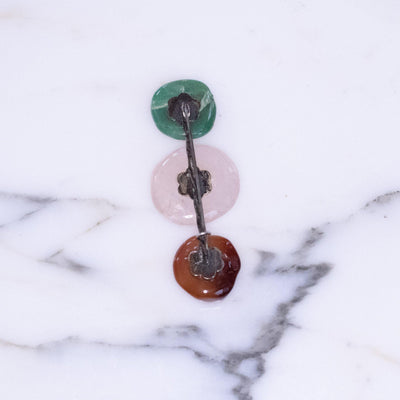 Vintage Rose Quartz, Jade, and Agate Stick Pin by Vintage Meet Modern  - Vintage Meet Modern Vintage Jewelry - Chicago, Illinois - #oldhollywoodglamour #vintagemeetmodern #designervintage #jewelrybox #antiquejewelry #vintagejewelry